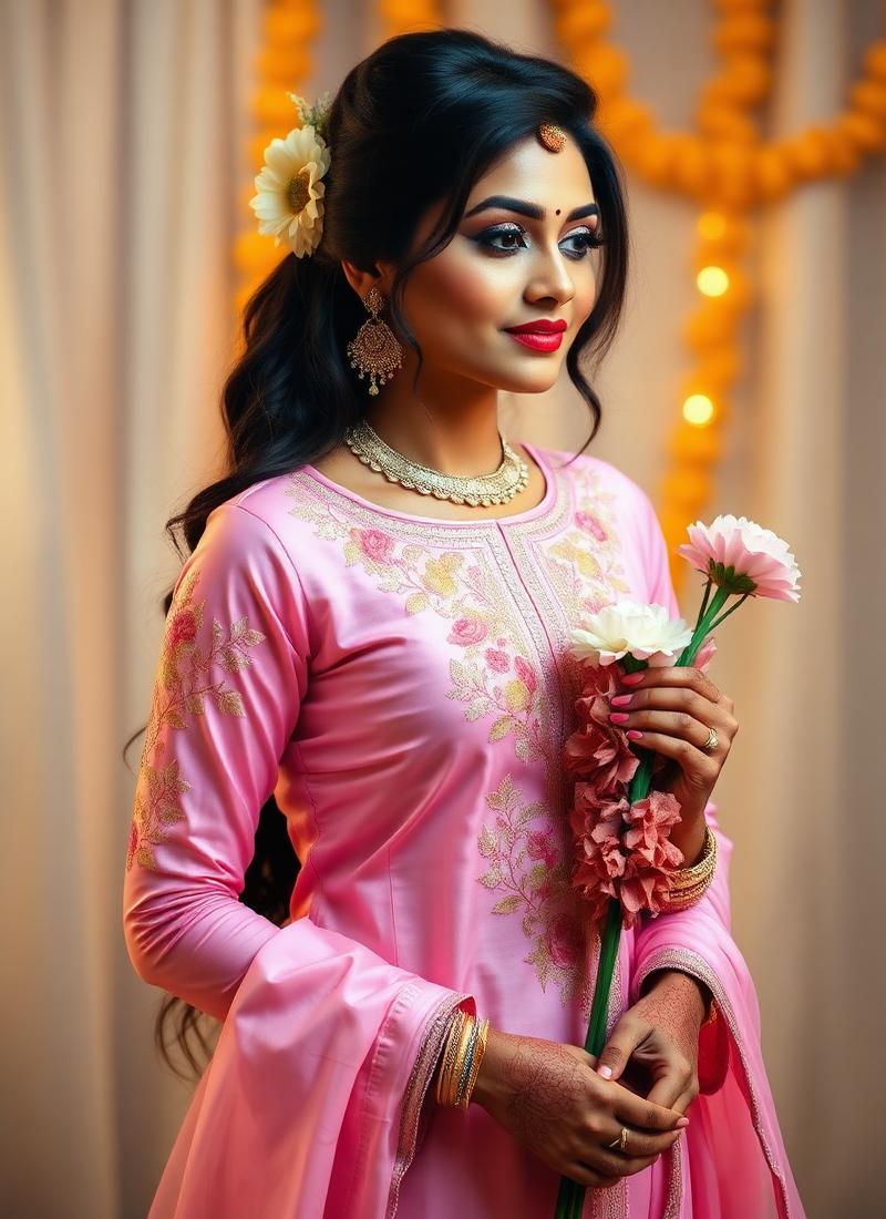 Peach Embroidered Bridal Anarkali