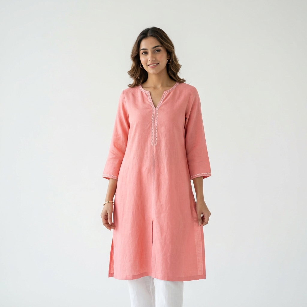Coral Linen Kurti