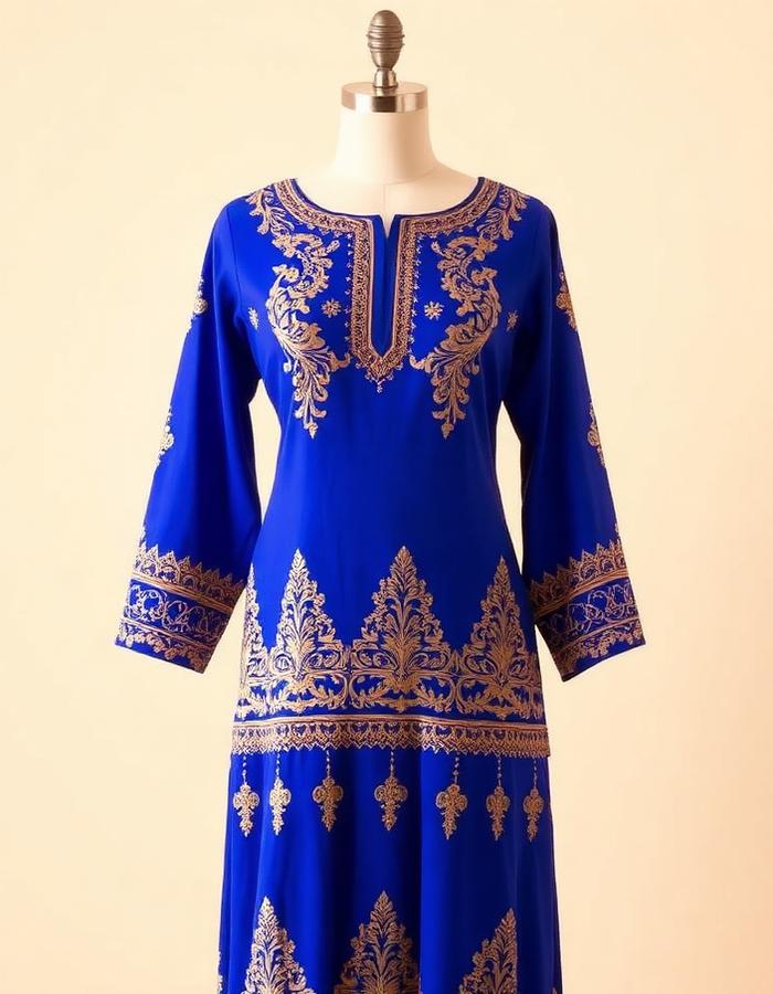 Royal Blue Embroidered Anarkali