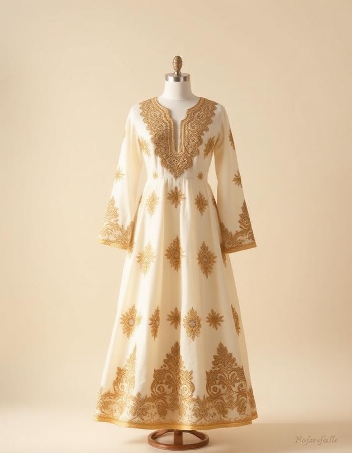 Ivory Mirror-Work Anarkali